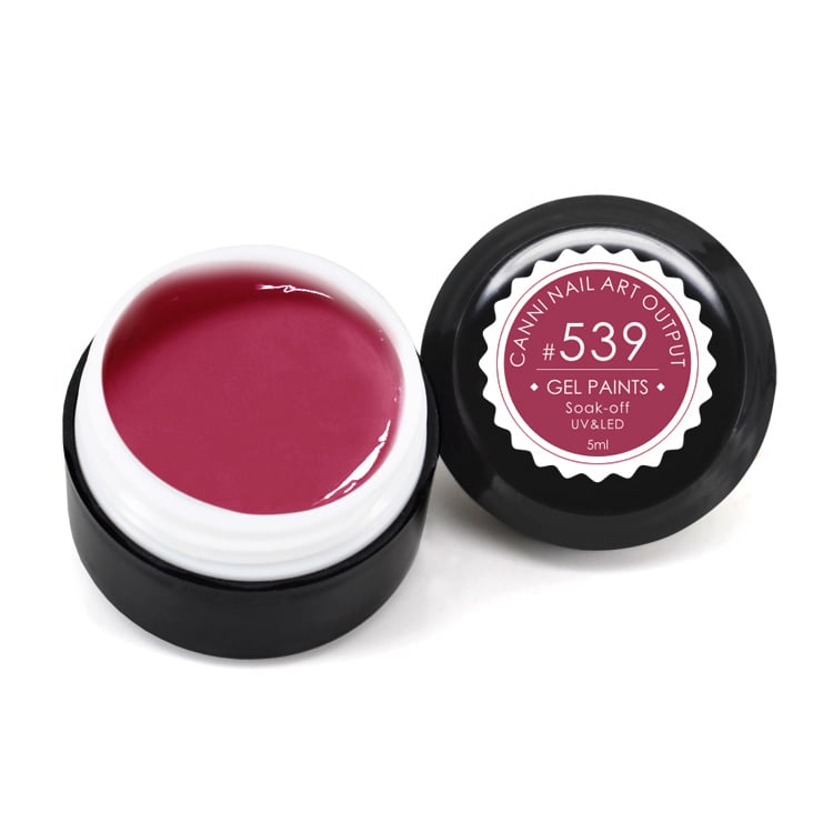 Гель-фарба Canni Nail Art Output Gel Paints Soak-off UV&amp;LED 539 пурпурно-червона, 5 мл